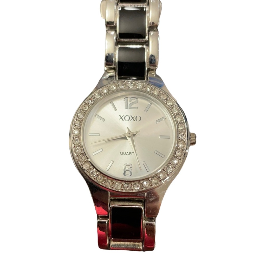 Black and silver XOXO watch